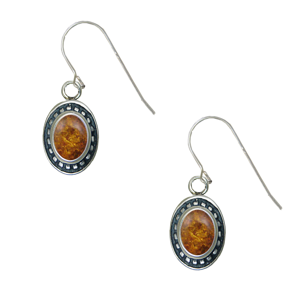 Sterling Silver Petite Amber Gemstone Drop Dangle Earrings